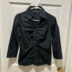 Burberry London black button down 3/4 blouse